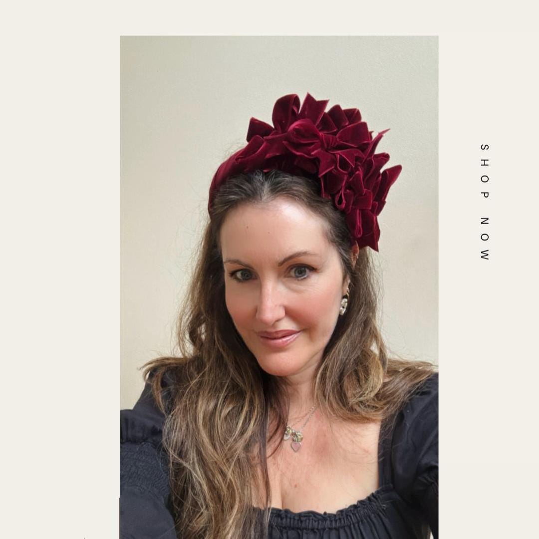 Black and Burgundy Fascinator - Etsy display picture 1