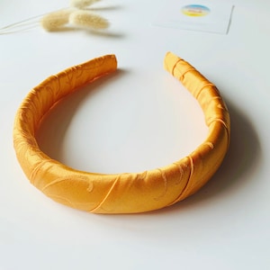 Padded headband, thin orange hairband silk kimono aliceband, Padded Tiara Hairband gift, one of a kind sustainable gift for her, UK handmade