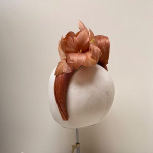 Rust Brown Feather Fascinator, Headband, Silk Abaca Turban Knot Silk ...