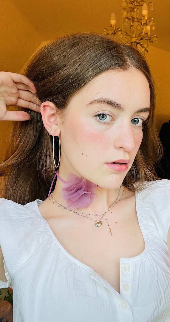 ハンドメイドステートメントジュエリー チョーカーネックレス 『花