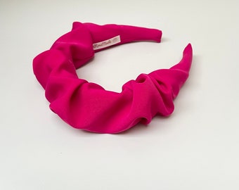 Fuchsia magenta Pink Silk Ruffle scrunchie headband, luxury pure silk,hot pink aliceband, wedding, races,occasion head crown, uk made