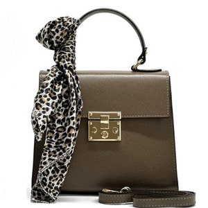 The Bella Mini Leather HandBag from Florence, Italy Dark Taupe
