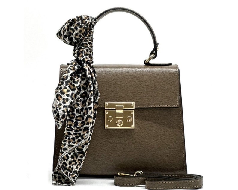 The Bella Mini Leather HandBag from Florence, Italy Dark Taupe