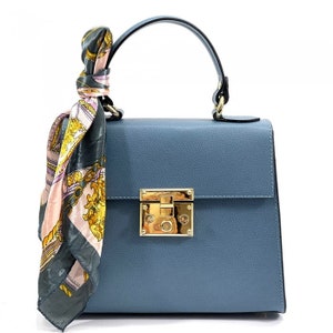 The Bella Mini Leather HandBag from Florence, Italy Pastel Blue