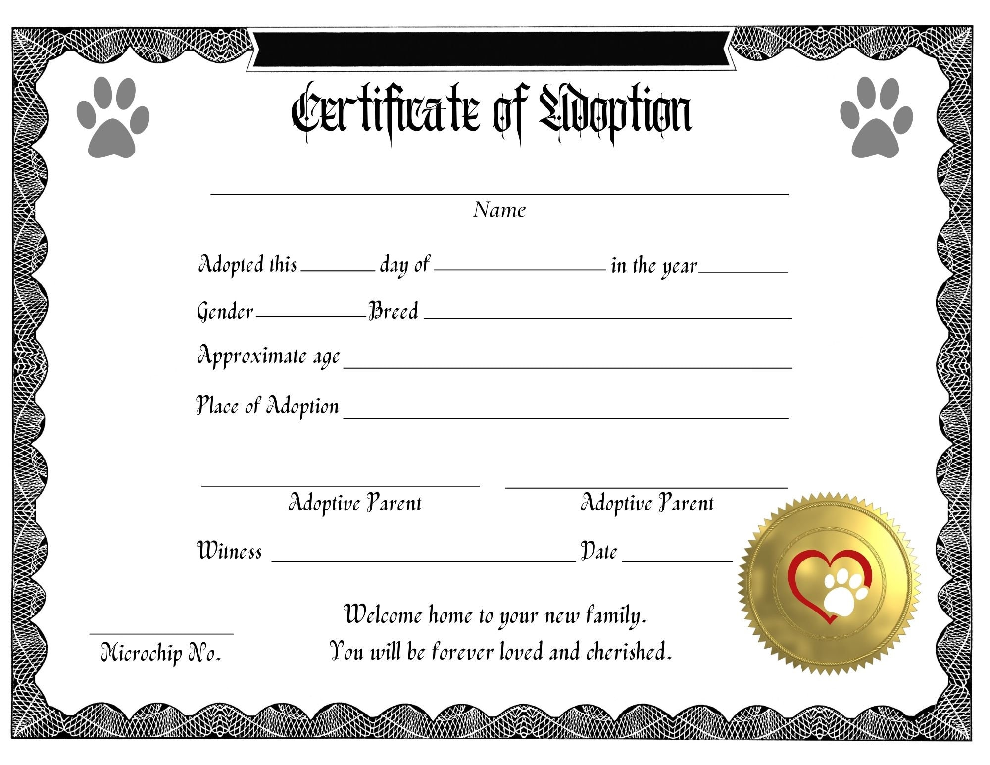 Dog Adoption Certificate Printable dog-adoption-certificate-printable