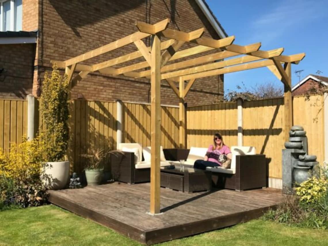 Wooden Garden Pergola Gazebo 2.4m wide x 2.4m deep Etsy