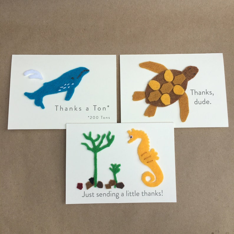 Under the Sea Animals Blank Cards Themed Card Set Greeting Cards Set of 3 Sea Creatures Thank You Cards Stationery Gratitude Writing