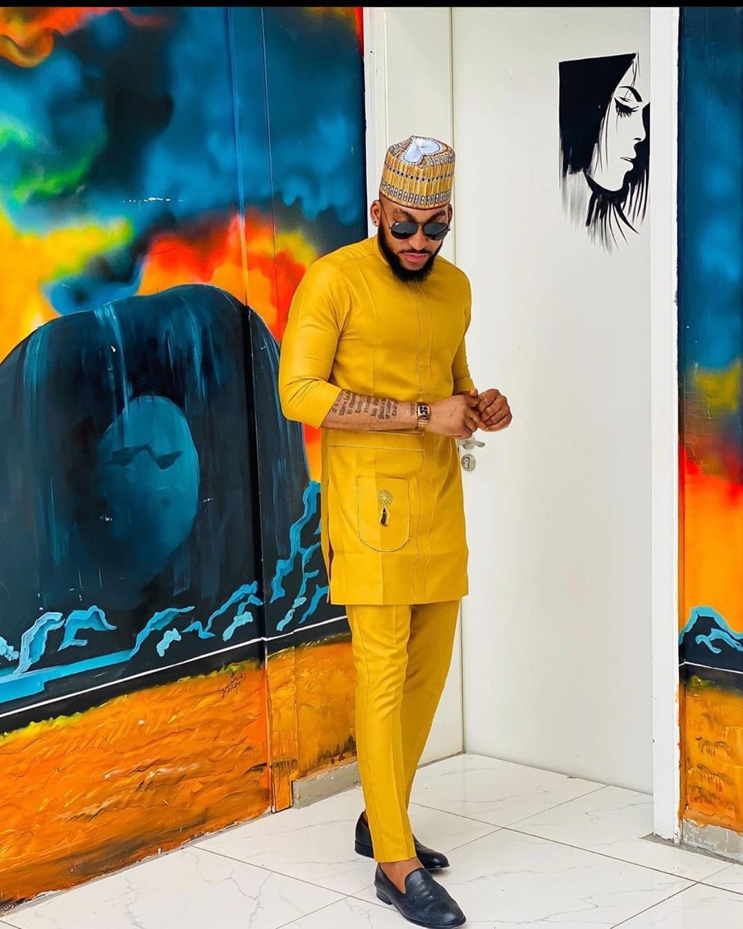 African Men's Clothing Mustard Yellow Tailored Suit - Etsy