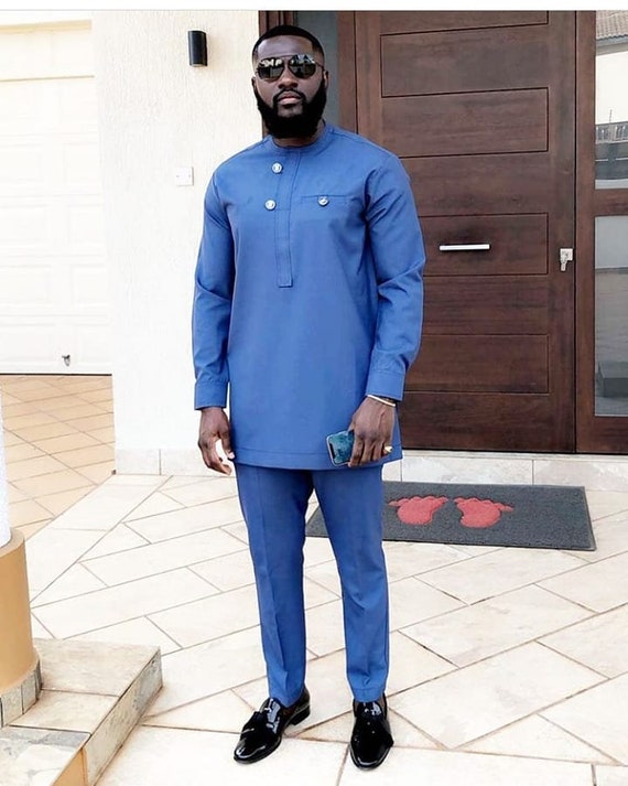 Abbigliamento maschile africano Abito sartoriale marrone Abbigliamento africano Moda africana per uomo Dashiki kaftano da uomo Abbigliamento senatore Etsy Italia