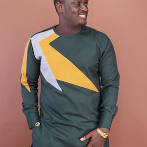African men&#39;s clothing,  Emerald green tailored suit, African wear, African fashion for men, Dashiki, men&#39;s kaftan,  Senator wear, mens wear