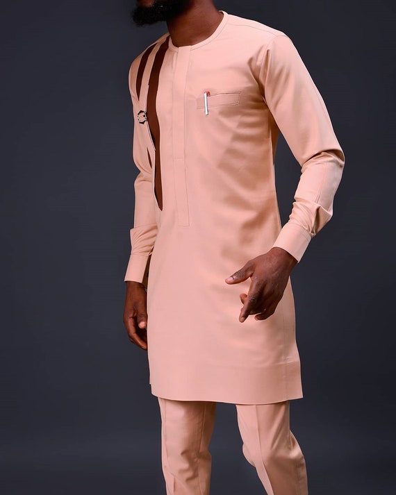 African Men's Clothing, Peach Tailored Suit, African Wear, African