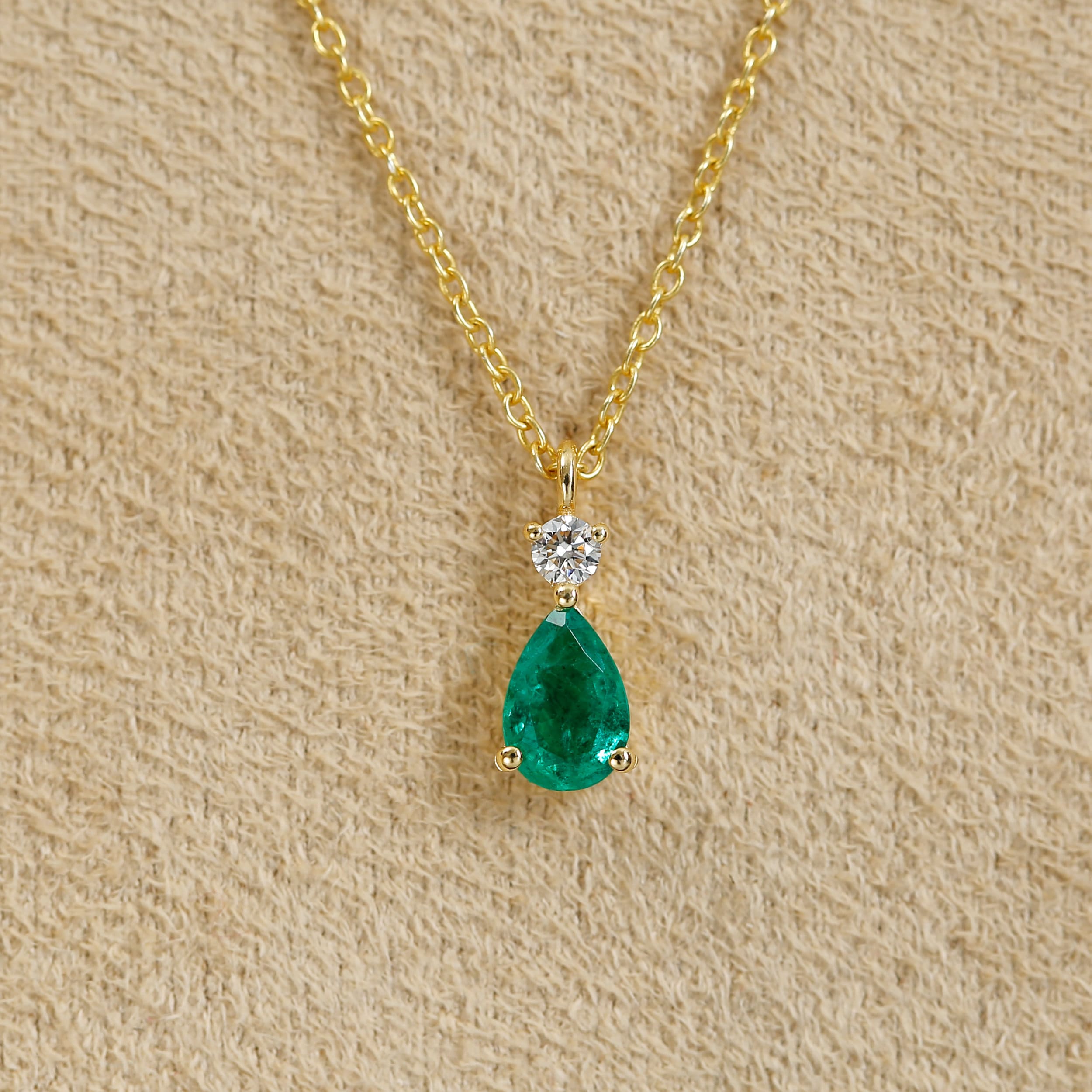 Genuine Emerald Pear Shape Pendant Necklaces in 14k Gold / Etsy