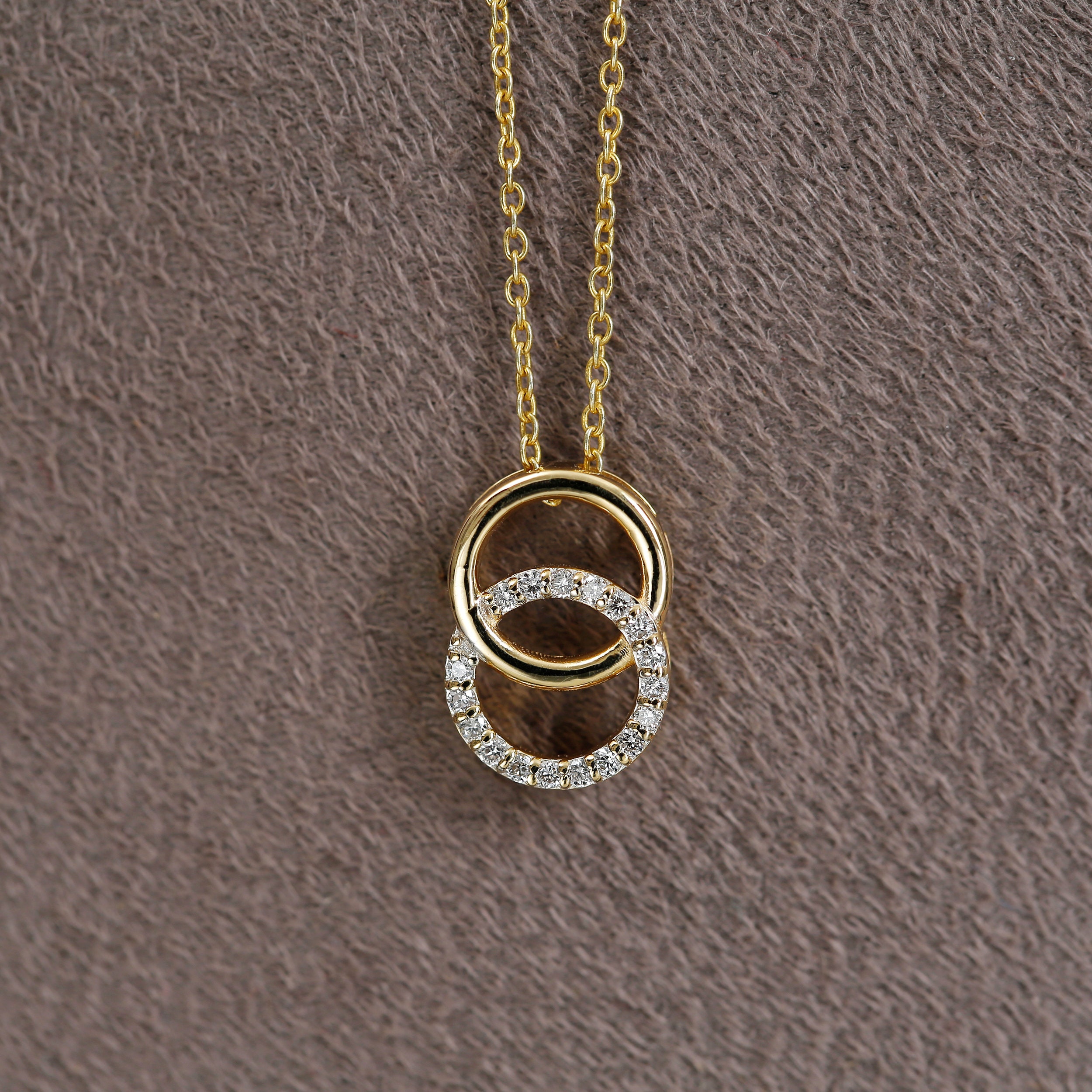 Interlocking Open Double Circle Diamond Pendant Necklace Etsy