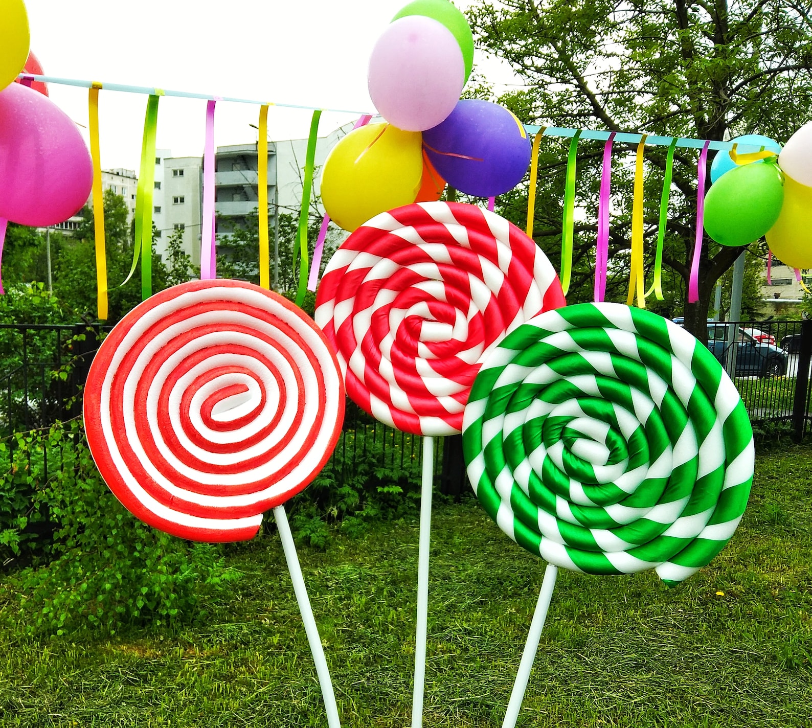 Candyland outdoor decoration Lollipop props Outdoor party Etsy