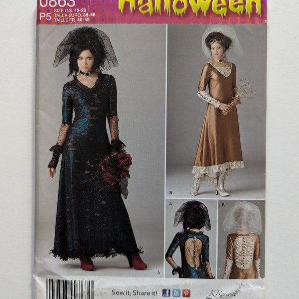 Sz 4-12/12-20 Simplicity Gothic Goth Steampunk Victorian Halloween Bride Dress Costume Sewing Pattern 0863 1772