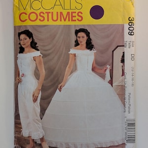 Sz 12-18 McCall&#39;s Civil War Antebellum 19th C 1800s Victorian Crinoline Hoop Skirt Petticoat Camisole Pantaloons Corset Sewing Pattern 3609
