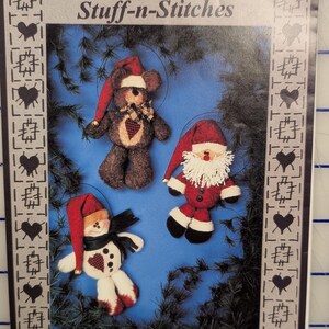 Stuff-N-Stitches "Jolly Trio" Santa Bear Snowman Winter Country Stuffed Doll Decoration Ornament Physical Sewing Pattern 10" Height