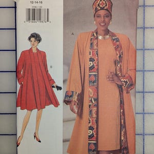 Sz 12-16 Butterick Womens Swing Coat Dress Hat Pockets Sewing Pattern, 3598
