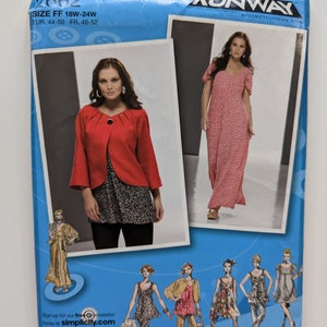 Sz 18W-24W/1X-2X Simplicity Plus Size Top Tunic Elastic Waistband Pants Raglan Jacket Dress 2 Lengths Sewing Pattern, #2662