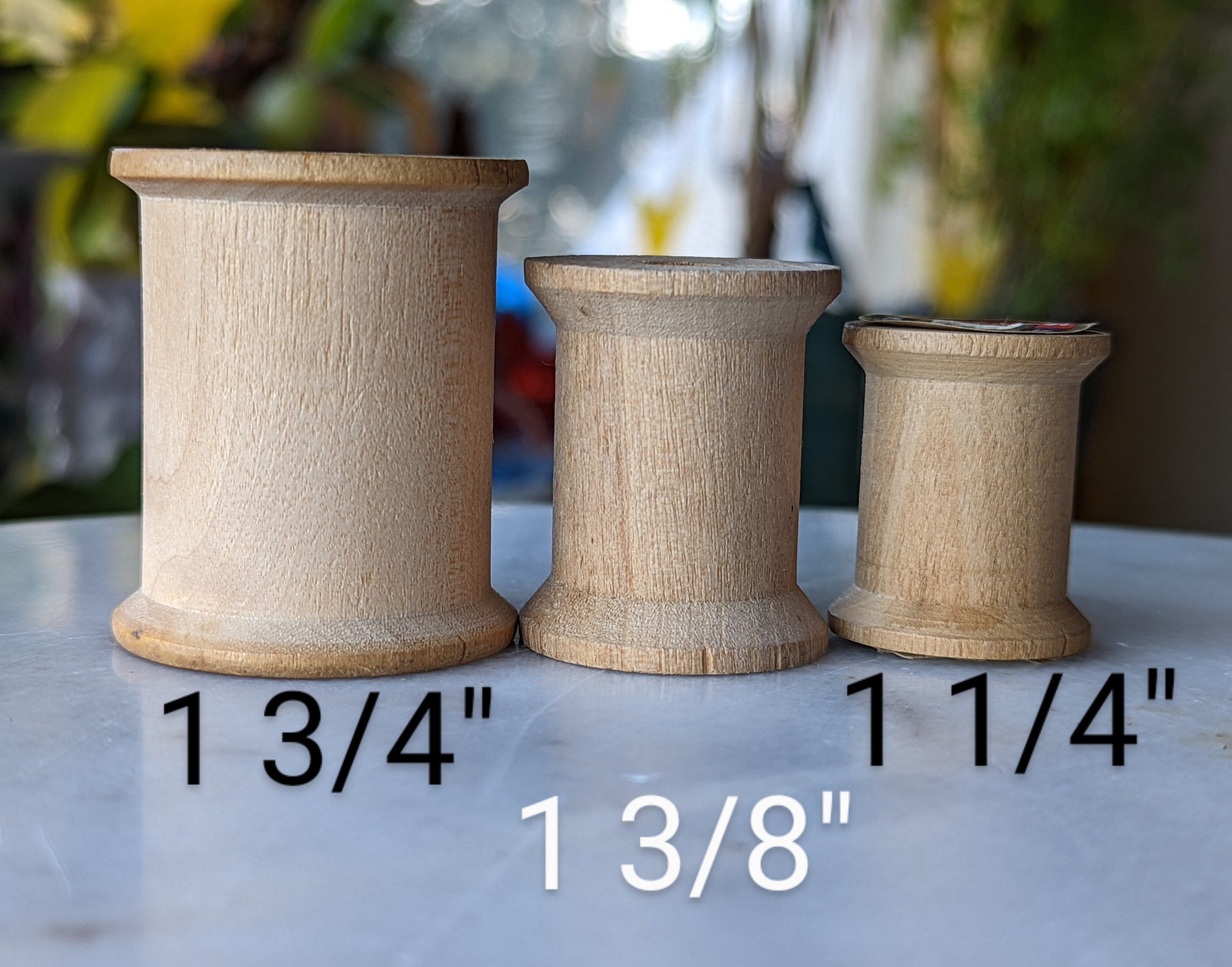 10 Plain Light Wooden Thread Spools - Empty Vintage Reels For Craft, Sewing & DIY Decoration