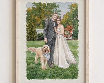 Custom Watercolor Wedding Portrait From Photo, Couple Proposal Gift for Boyfriend, Engagement gift, Anniversary Gift