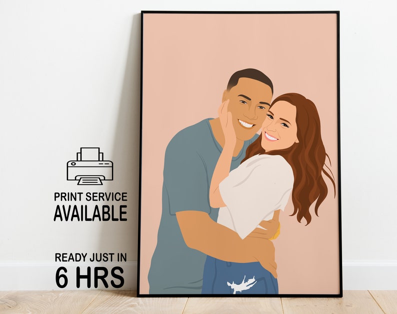 Retrato sin rostro, ilustración personalizada, foto personalizada, ilustración fotográfica, retrato personalizado, regalo de novio, regalo de novia imagen 1