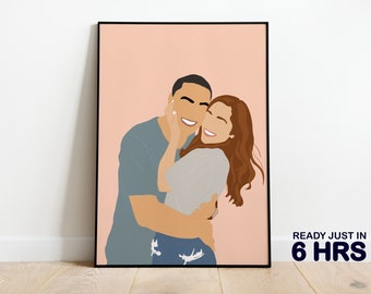 Retrato sin rostro, ilustración personalizada, foto personalizada, ilustración de foto, retrato personalizado, regalo de novio, regalo de novia