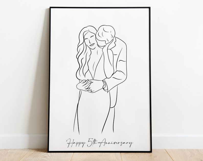 Custom Single Line Family Portrait Drawing Minimalist Portrait Abstract Art, Personalized father gift for mother portrait for birthday gift image 3