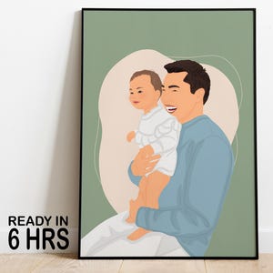 Fathers Day Gift, Custom Family Portrait Illustration, Personalized Gift from Daughter, Faceless Portrait, Gift fof dad, Digital print