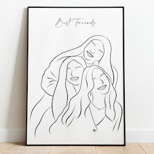 Custom Single Line Family Portrait Drawing Minimalist Portrait Abstract Art, Personalized father gift for mother portrait for birthday gift image 8