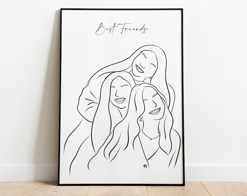 Custom Single Line Family Portrait Drawing Minimalist Portrait Abstract Art, Personalized father gift for mother portrait for birthday gift image 8