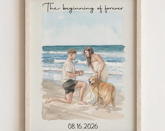 Custom Couple Watercolor Portrait From Photo, Couple Proposal Gift for Boyfriend, Wedding Gift, Engagement Gift, Anniversary Gift
