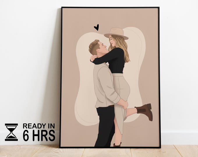 gift for couple, couple portrait, family portrait, faceless portrait, engagement drawing, boyfriend portrait, custom gift, Faceless Gift