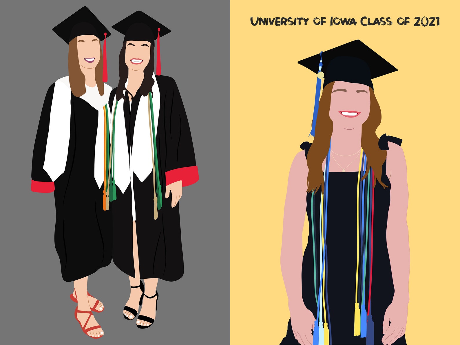 Senior. Graduation Gift. Custom Minimalist Portrait. Faceless - Etsy