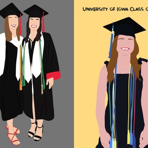 Senior. Graduation Gift. Custom Minimalist Portrait. Faceless Digital ...