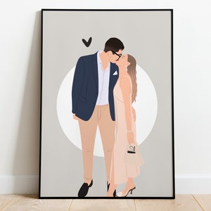 couple portrait, custom engagement gift,engagement drawing, Bff gift, faceless portrait, couple drawing, gift for couple, marriage proposal image 6