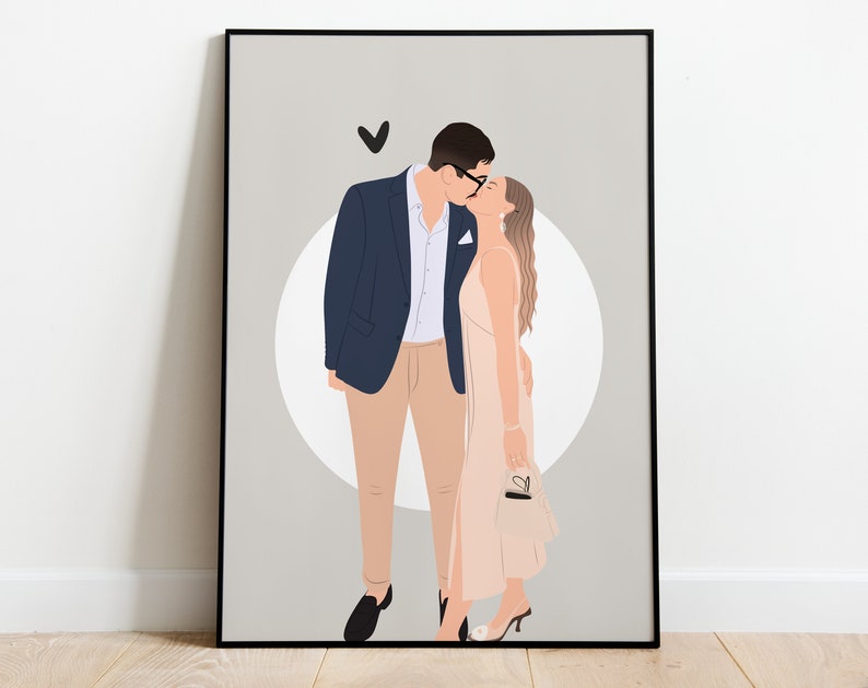 couple portrait, custom engagement gift,engagement drawing, Bff gift, faceless portrait, couple drawing, gift for couple, marriage proposal zdjęcie 6