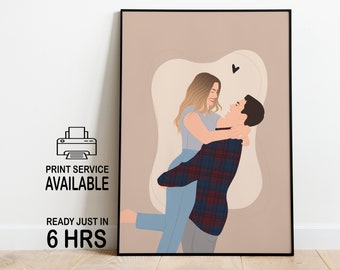 cadeau pour couple, portrait de couple, portrait de famille, portrait sans visage, dessin de fiançailles, portrait de petit ami, cadeau personnalisé, cadeau sans visage