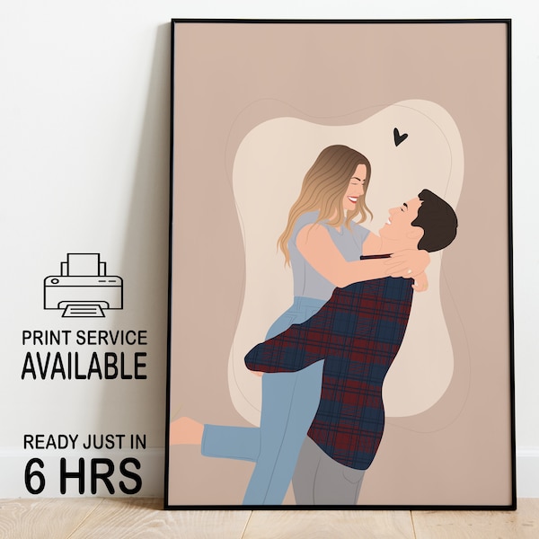 cadeau pour couple, portrait de couple, portrait de famille, portrait sans visage, dessin de fiançailles, portrait de petit ami, cadeau personnalisé, cadeau sans visage