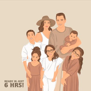 Custom portrait. Faceless Portrait. Family portrait illustration. Personalized portrait. Portrait illustration. Personalized gift.