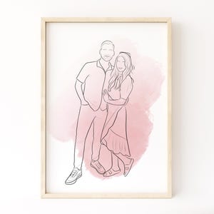 Custom Couple Line Art Portrait – Minimalist Outline Drawing | Personalized Gift for Him Her Anniversary | Digital or Framed Print