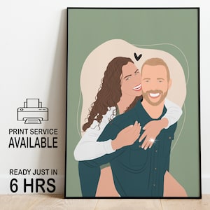 couple portrait, custom engagement gift,engagement drawing, Bff gift, faceless portrait, couple drawing, gift for couple, marriage proposal image 1
