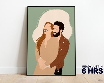 Retrato sin rostro, ilustración personalizada, foto personalizada, ilustración fotográfica, retrato personalizado, regalo de novio, regalo de novia