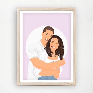 Custom Couple Portrait – Digital Download & Print Option | Personalized Illustration Gift for Couples, Wedding, Anniversary, Valentine&#39;s Day