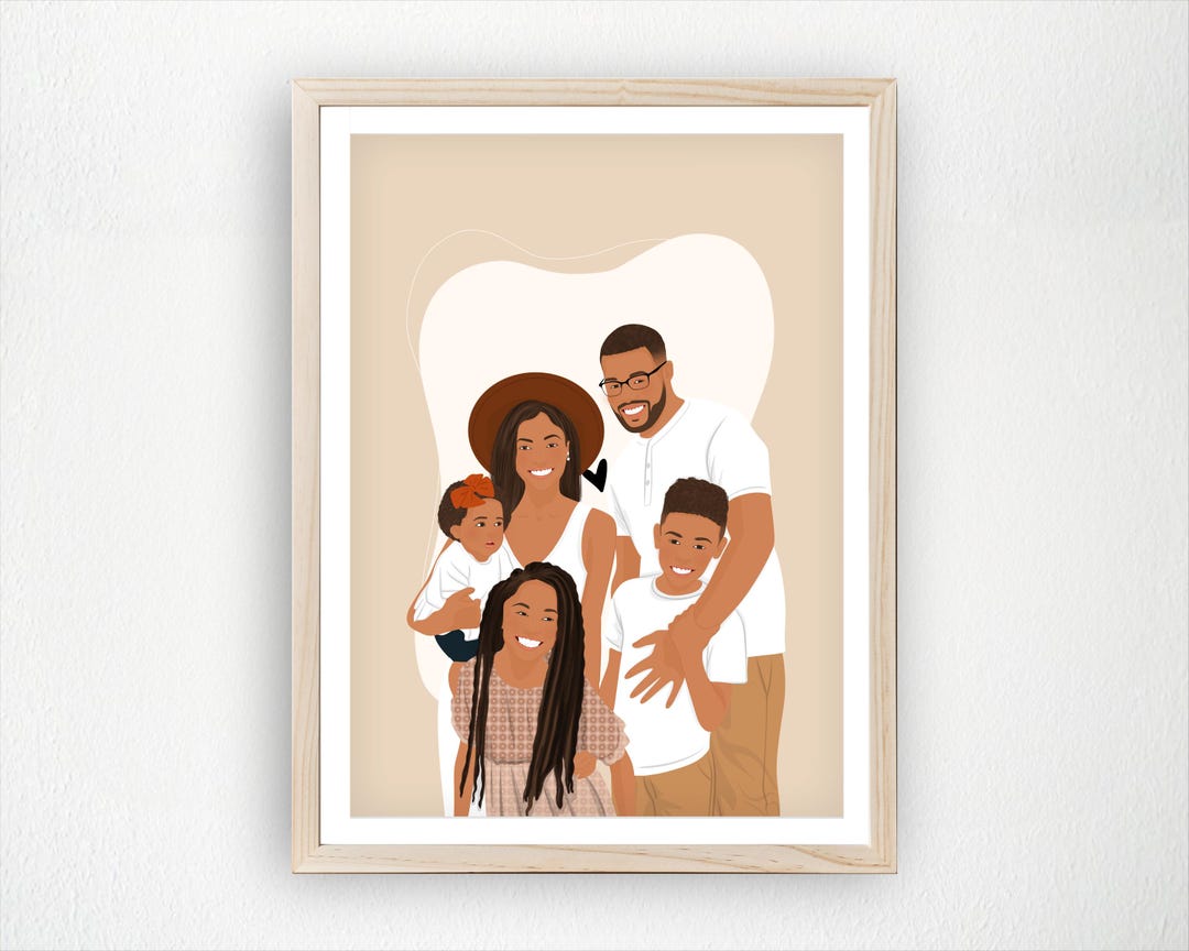 Custom Family Portrait, Personalized Illustration From Photo, Family ...
