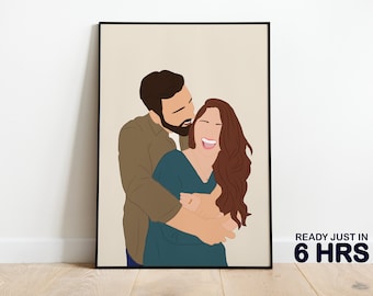 Retrato sin rostro, ilustración personalizada, foto personalizada, ilustración fotográfica, retrato personalizado, regalo de novio, regalo de novia, pared