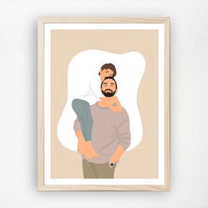 Benutzerdefinierte Vater und Sohn Porträt, personalisiertes Papa Geschenk vom Sohn, Vatertag Cartoon Druck, Familien Wandkunst, digitale Zeichnung vom Foto