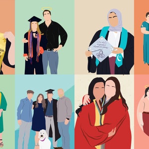 Senior. Graduation Gift. Custom Minimalist Portrait. Faceless Digital ...