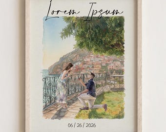 100% Hand-Painted Watercolor,Couple Proposal Portrait,Custom Portrait From Photo,Engagement Gift,Anniversary Gift