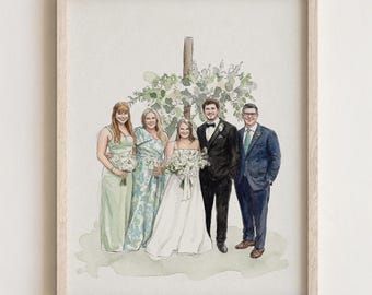 Custom Bride and Mother Portrait, Mom and Daughter Watercolor Drawing, Mother of Bride Wedding Gift